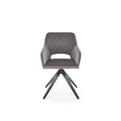 Scaun tapitat living/sufragerie Halmar K535, cadru metal, rotativ 360 grade, stil modern, 57x60x86x50cm, catifea, gri