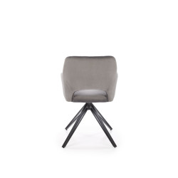 Scaun tapitat living/sufragerie Halmar K535, cadru metal, rotativ 360 grade, stil modern, 57x60x86x50cm, catifea, gri