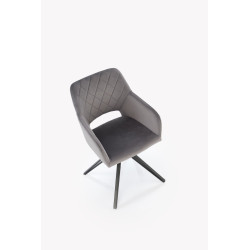 Scaun tapitat living/sufragerie Halmar K535, cadru metal, rotativ 360 grade, stil modern, 57x60x86x50cm, catifea, gri