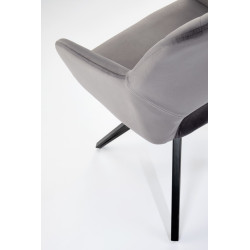 Scaun tapitat living/sufragerie Halmar K535, cadru metal, rotativ 360 grade, stil modern, 57x60x86x50cm, catifea, gri