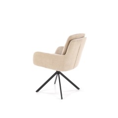 Scaun tapitat cu stofa si picioare metalice, perna inclusa, rotativ 360 grade, bej/negru