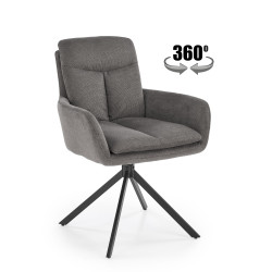 Scaun tapitat living Halmar K536, cadru metal, perna inclusa, rotativ 360 grade, stil modern, 62x68x85x52cm, stofa, gri