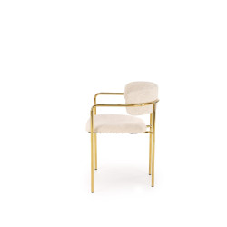 Scaun tapitat living/sufragerie Halmar K537, cadru metal,  stil glamour, 54x56x76x47cm, stofa, crem