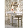 Scaun tapitat living/sufragerie Halmar K537, cadru metal, stil glamour, 54x56x76x47cm, stofa, crem