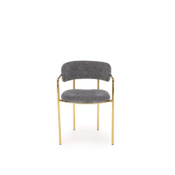 Scaun tapitat living/sufragerie Halmar K537, cadru metal,  stil glamour, 54x56x76x47cm, stofa, gri