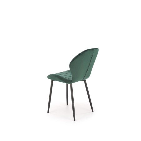 Scaun elegant de living, cadru metalic si tapiterie din catifea, inaltime 85 cm, verde, picioare negre