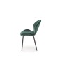Scaun elegant de living, cadru metalic si tapiterie din catifea, inaltime 85 cm, verde, picioare negre