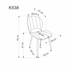 Scaun tapitat living/sufragerie Halmar K538, cadru metal,  stil modern, 48x57x85x47cm, catifea, verde