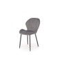 Scaun in stil glamour pentru living, tapiterie catifea, picioare din metal, latime 48 cm, gri