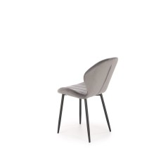 Scaun in stil glamour pentru living, tapiterie catifea, picioare din metal, latime 48 cm, gri