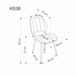 Scaun tapitat living/sufragerie Halmar K538, cadru metal,  stil modern, 48x57x85x47cm, catifea, gri