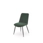 Scaun tapitat de living, spatar cu model, stil clasic, cadru metal, catifea verde, 50x62x84 cm