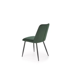 Scaun tapitat de living, spatar cu model, stil clasic, cadru metal, catifea verde, 50x62x84 cm