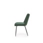 Scaun tapitat de living, spatar cu model, stil clasic, cadru metal, catifea verde, 50x62x84 cm