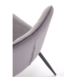 Scaun tapitat living/sufragerie Halmar K539, cadru metal,  stil clasic, 50x62x84x45cm, catifea, gri