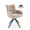 Scaun tapitat living Halmar K540, cadru metal, perna inclusa, rotativ 360 grade, stil modern, 60x63x89x51cm, stofa, bej