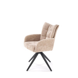 Scaun tapitat living Halmar K540, cadru metal, perna inclusa, rotativ 360 grade, stil modern, 60x63x89x51cm, stofa, bej