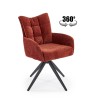Scaun tapitat living Halmar K540, cadru metal, perna inclusa, rotativ 360 grade, stil modern, 60x63x89x51cm, stofa, maro