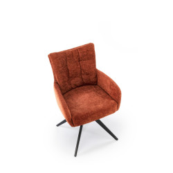 Scaun tapitat living Halmar K540, cadru metal, perna inclusa, rotativ 360 grade, stil modern, 60x63x89x51cm, stofa, maro
