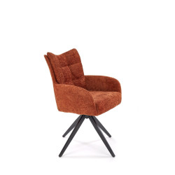 Scaun tapitat living Halmar K540, cadru metal, perna inclusa, rotativ 360 grade, stil modern, 60x63x89x51cm, stofa, maro