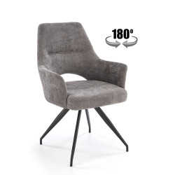 Scaun tapitat living/sufragerie Halmar K542, cadru metal, rotativ 180 grade, stil modern, 58x64x88x46cm, stofa, gri