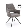 Scaun tapitat living/sufragerie Halmar K542, cadru metal, rotativ 180 grade, stil modern, 58x64x88x46cm, stofa, gri