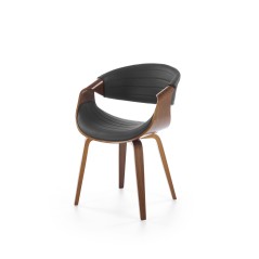 Scaun living/sufragerie Halmar K544, cadru lemn,  stil modern, 55x55x77x45cm, piele, negru/maro