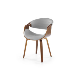 Scaun living/sufragerie Halmar K544, cadru lemn,  stil modern, 55x55x77x45cm, piele, gri/maro