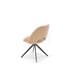 Scaun tapitat cu stofa, pentru living, rotativ, cadru metal, inaltime 79 cm, bej si negru