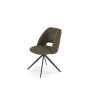 Scaun tapitat pentru living, stil scandinav, pivotant la 180 de grade, cadru din metal, stofa, verde
