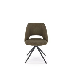Scaun tapitat living/sufragerie Halmar K546, cadru metal, rotativ 180 grade, stil scandinav, 52x60x79x47cm, stofa, verde