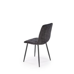 Scaun elegant tapitat pentru living, catifea neagra, picioare din metal, 45x53x87x48 cm
