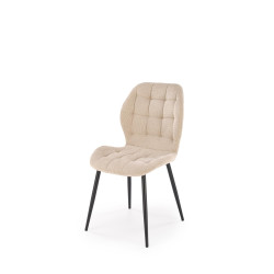 Scaun tapitat living/sufragerie Halmar K548, spatar matlasat, cadru metal, stil scandinav, 47x55x84x43cm, stofa, crem