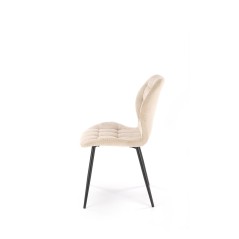 Scaun tapitat living/sufragerie Halmar K548, spatar matlasat, cadru metal, stil scandinav, 47x55x84x43cm, stofa, crem