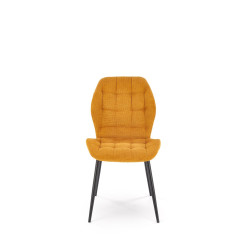 Scaun tapitat living/sufragerie Halmar K548, spatar matlasat, cadru metal, stil glamour, 47x55x84x43cm, stofa, portocaliu