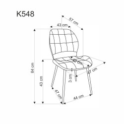Scaun tapitat living/sufragerie Halmar K548, cadru metal, spatar matlasat, stil clasic, 47x55x84x43cm, stofa, verde