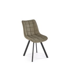 Scaun tapitat living/sufragerie Halmar K549, cadru metal, spatar matlasat, stil clasic, 46x61x84x48cm, stofa, verde
