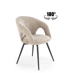 Scaun tapitat living/sufragerie Halmar K550, cadru metal, rotativ 180 grade, stil modern, 57x57x78x45cm, stofa, bej