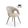 Scaun tapitat living/sufragerie Halmar K550, cadru metal, rotativ 180 grade, stil modern, 57x57x78x45cm, stofa, bej