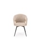 Scaun elegant pentru living, sezut confortabil, tapiterie din stofa, picioare antiderapante, latime 57 cm, bej/negru
