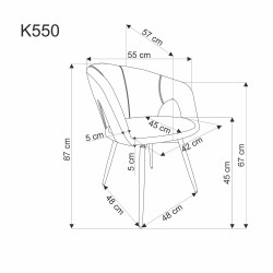 Scaun tapitat living/sufragerie Halmar K550, cadru metal, rotativ 180 grade, stil modern, 57x57x78x45cm, stofa, bej