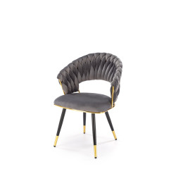Scaun tapitat living/sufragerie Halmar K551, cadru metal,  stil modern, 62x58x85x48cm, catifea, gri