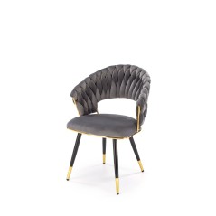 Scaun tapitat living/sufragerie Halmar K551, cadru metal,  stil modern, 62x58x85x48cm, catifea, gri