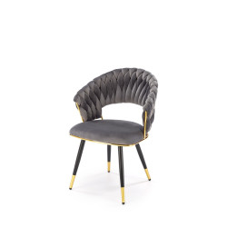 Scaun tapitat living/sufragerie Halmar K551, cadru metal,  stil modern, 62x58x85x48cm, catifea, gri