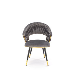 Scaun tapitat living/sufragerie Halmar K551, cadru metal,  stil modern, 62x58x85x48cm, catifea, gri