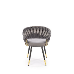 Scaun tapitat living/sufragerie Halmar K551, cadru metal,  stil modern, 62x58x85x48cm, catifea, gri