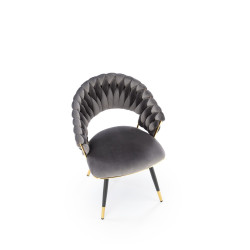 Scaun tapitat living/sufragerie Halmar K551, cadru metal,  stil modern, 62x58x85x48cm, catifea, gri