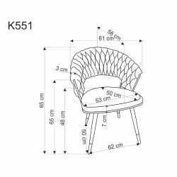 Scaun tapitat living/sufragerie Halmar K551, cadru metal,  stil modern, 62x58x85x48cm, catifea, gri