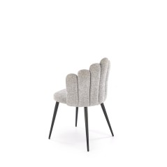 Scaun de dining, spatar nonconformist, cadru metal, scaun buretat, tapiterie stofa, gri, latime 53 cm