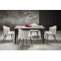 Scaun de dining, spatar nonconformist, cadru metal, scaun buretat, tapiterie stofa, gri, latime 53 cm Scaun de dining, spatar nonconformist, cadru metal, scaun buretat, tapiterie stofa, gri, latime 53 cm